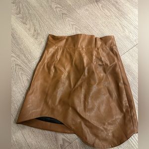 Leather skirt.